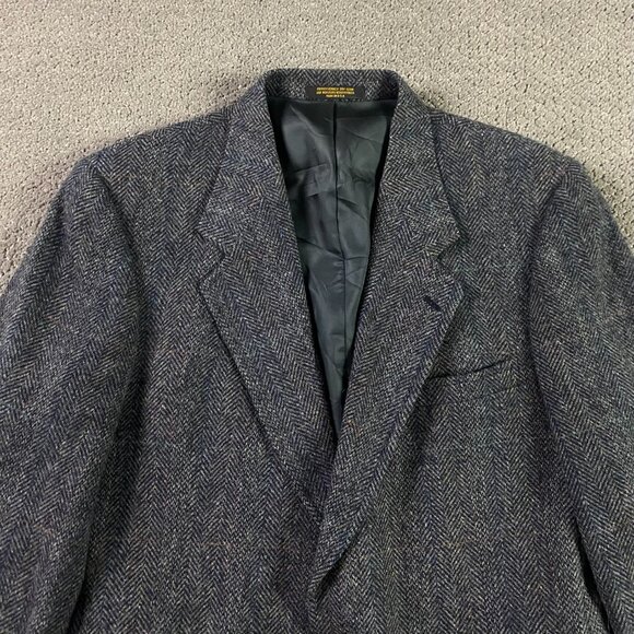 Vintage Evan Picone Herringbone Tweed Blazer Sport Coat Men's 42R Fits 40S Gray - Picture 3 of 16